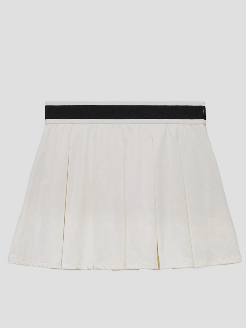 STAUD Pleated Cream Skirt with Black Waistband - size S